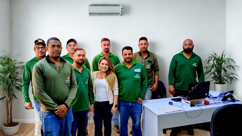 Equipe Locanorte reunida em treinamento e atendimento